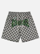 Letter Flocked Plaid Shorts
